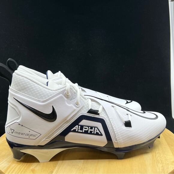 New Men\'s Nike Alpha Menace Pro 3 Football Cleats White Blue CT6649-108 Size 10 main image 5